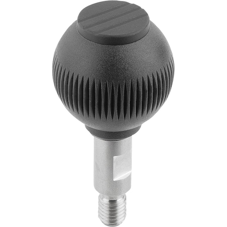 Kipp Spherical Knob Revolving Size:4, D1=50 D=M12X20, Plastic Black, Comp:Stainless, Cap:Black K0254.0412